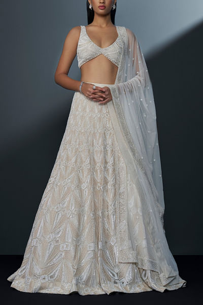 Ivory embellished lehenga set