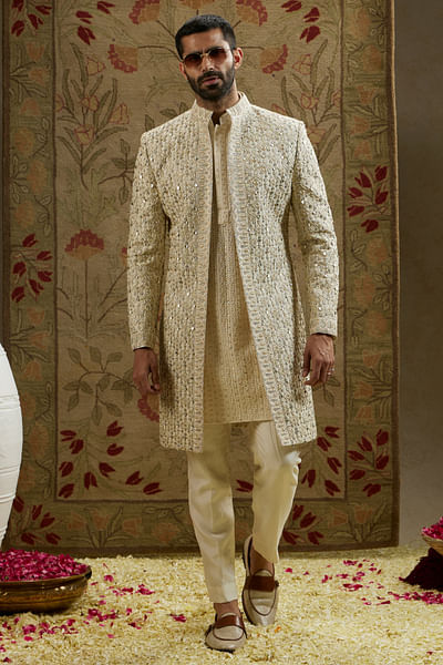 Ivory embellished sherwani set