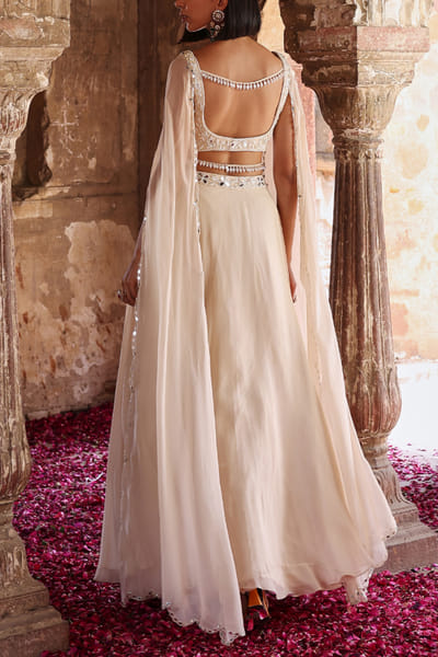 Seema Thukral Ivory embellished skirt set SEEJUN2420