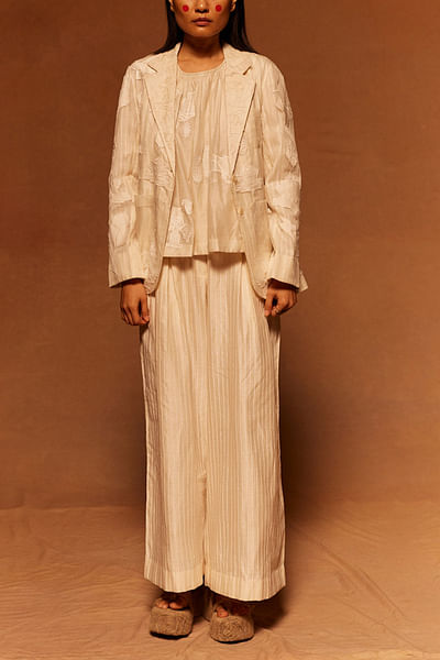 Ivory embroidered blazer