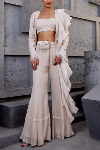 Miku Kumar Ivory embroidered co-ord set MKUJAN24D223
