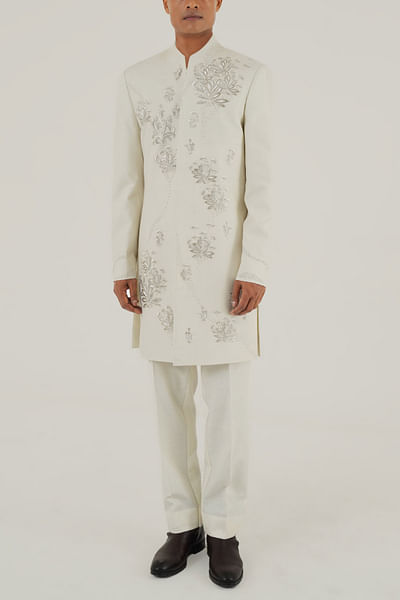 Ivory embroidered sherwani
