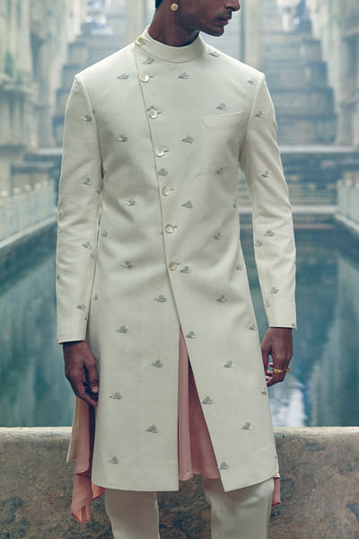 Ivory embroidered sherwani
