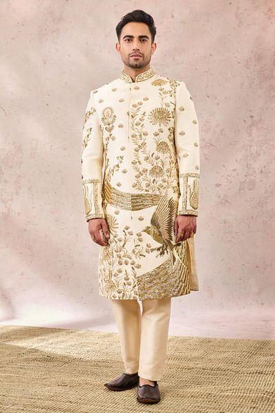 Ivory embroidered sherwani set