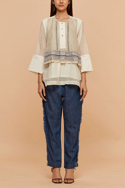 Ivory emebllished shirt