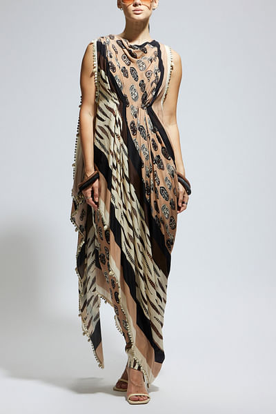 Ivory feather and mask printed co-ords