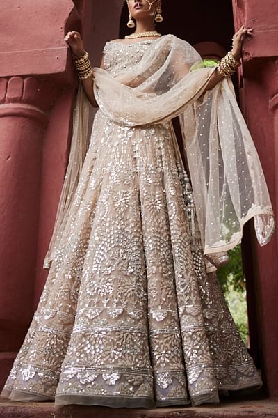 Ivory floral crystal embroidery lehenga set