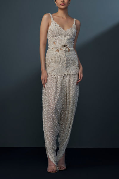 Ivory floral cutwork kurta set