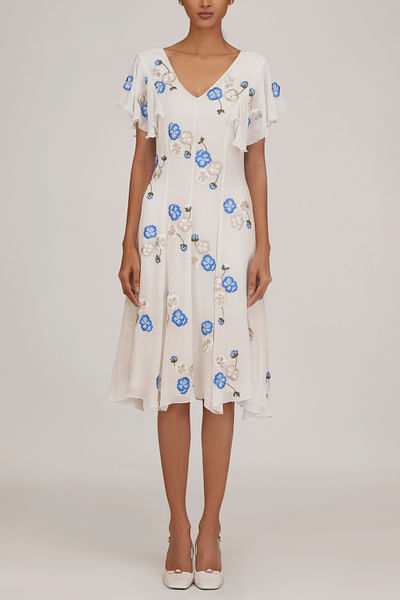 Ivory floral embroidered dress