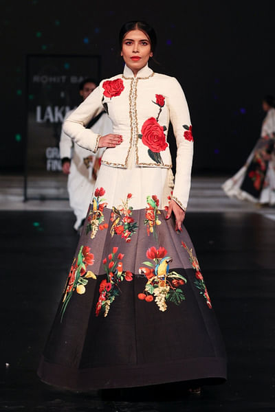 Ivory floral embroidered jacket set