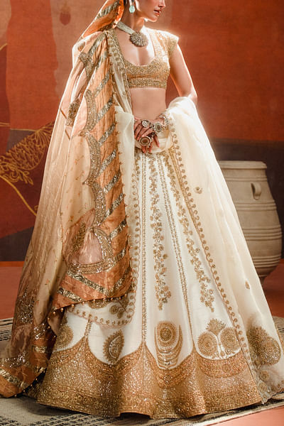Ivory floral embroidered lehenga set