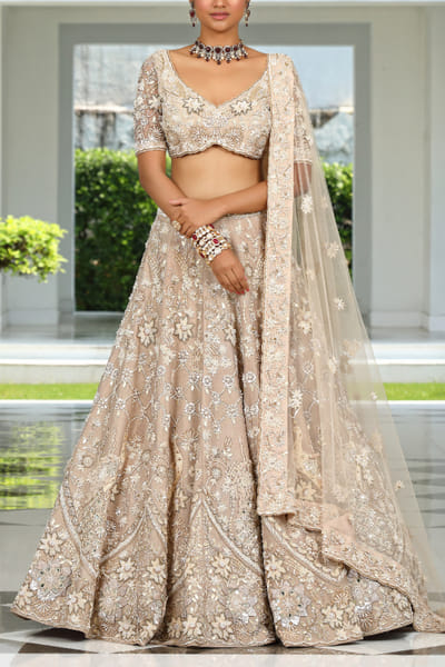 Ivory floral embroidered lehenga set
