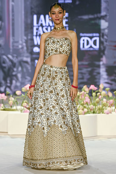 Ivory floral embroidered lehenga set