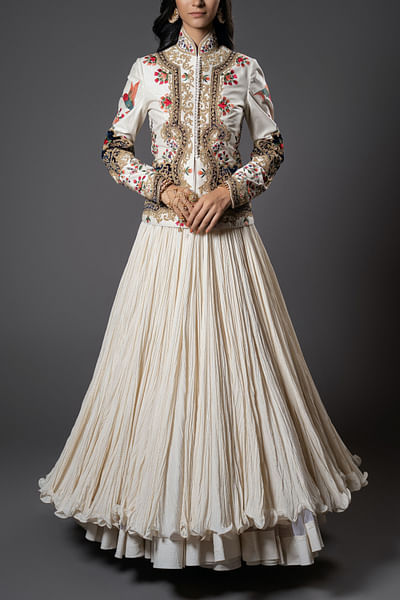 Ivory floral embroidery jacket