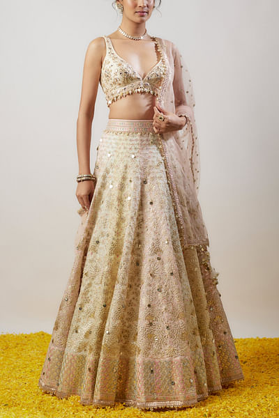Ivory floral embroidery lehenga set