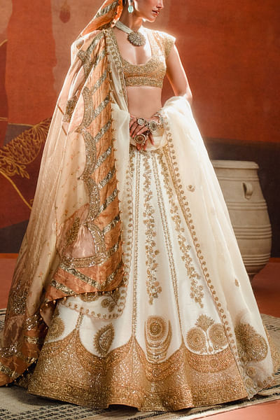 Ivory floral embroidery lehenga set