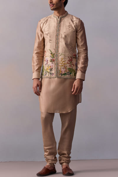 Ivory floral printed bandi kurta set