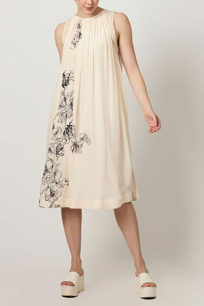 Ivory floral printed dress