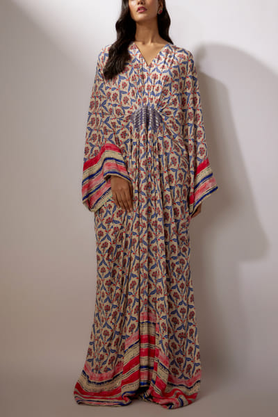 Ivory floral printed kaftan