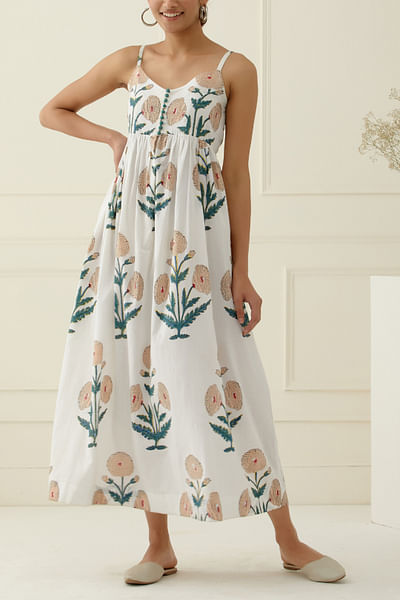 Ivory floral printed maxi dress