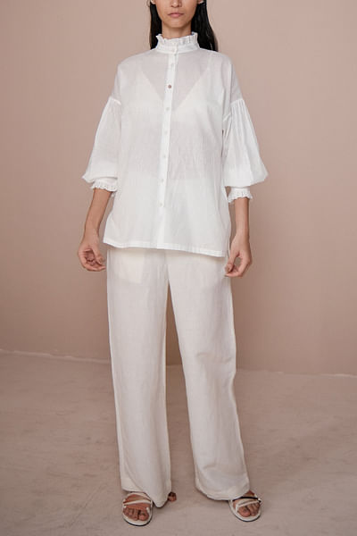 Ivory frill shirt and pants