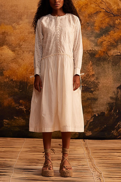 Ivory hand embroidered dress