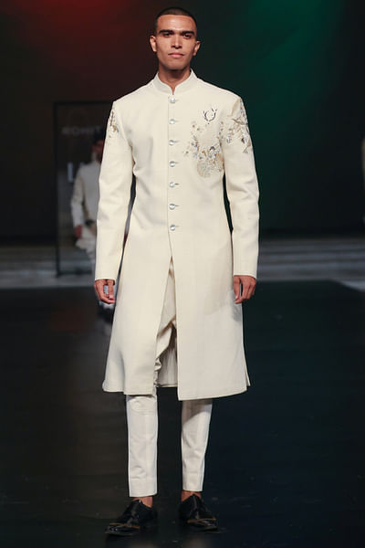 Ivory hand embroidered sherwani
