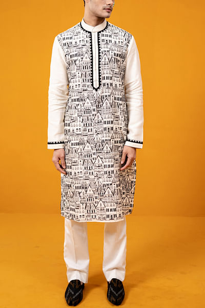 Ivory house aari embroidered kurta set