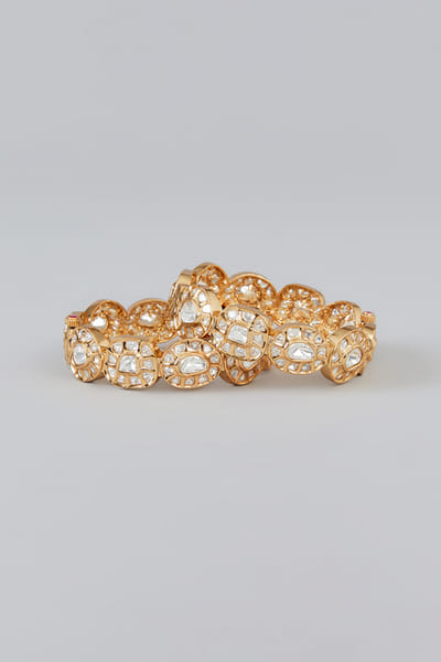 Zevar By Geeta Ivory kundan and polki kadas ZEVMAY24D1014