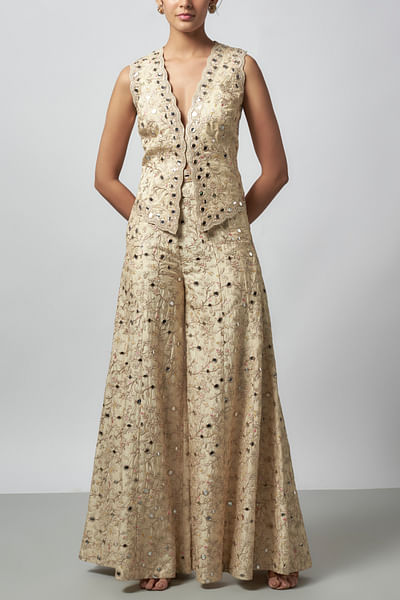 Ivory mirror embellished co-ords
