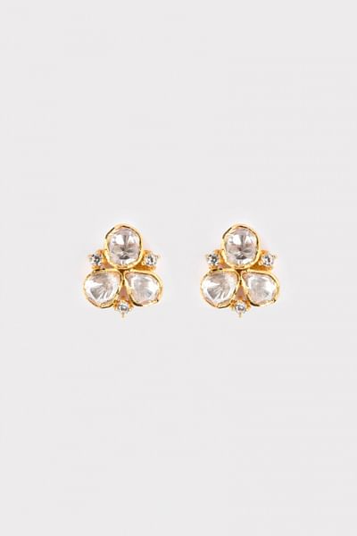 Ivory moissanite polki studs
