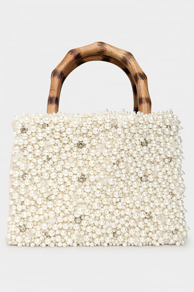 Ivory pearl and crystal handbag