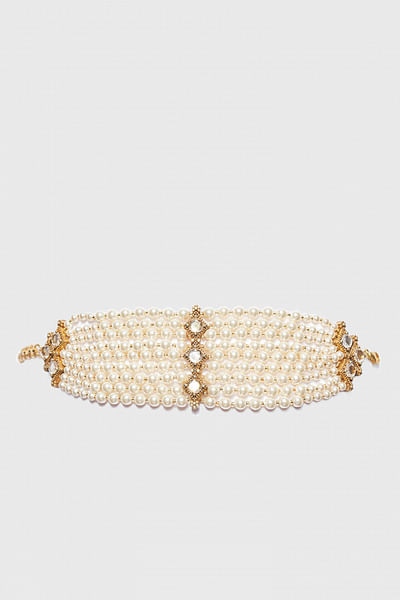 Ivory pearl and zircon bracelet