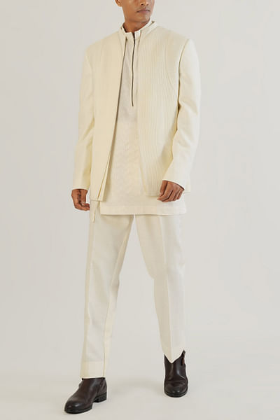 Ivory pintucked bandhgala