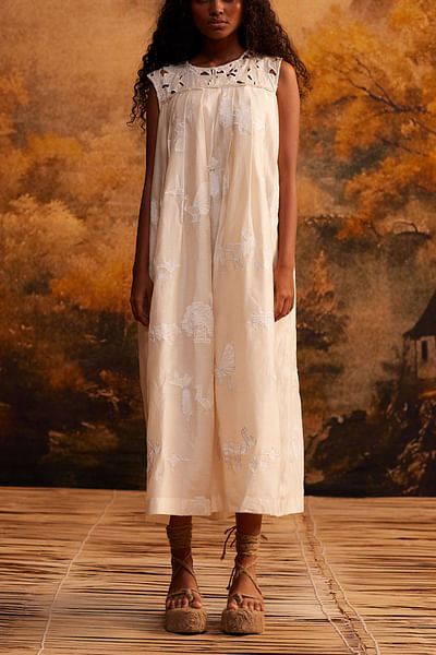 Ivory pleated dress