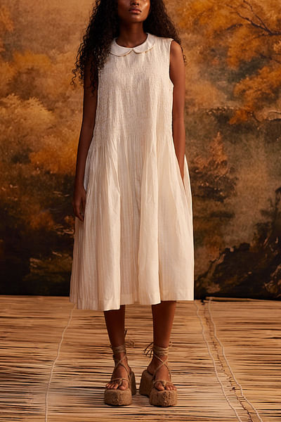 Ivory ruched dress