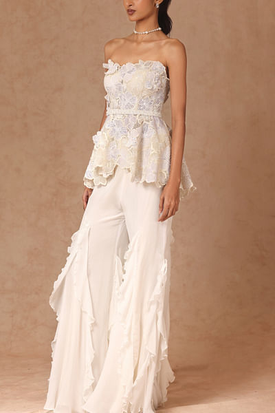Ivory ruffle pants