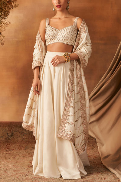 Ivory sequin embroidered co-ords