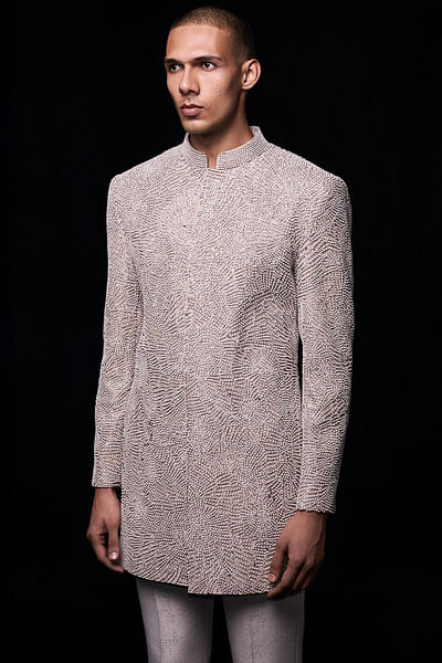 Ivory sequin embroidered sherwani set