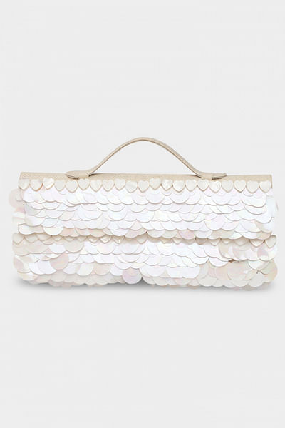 Ivory sequinned clutch