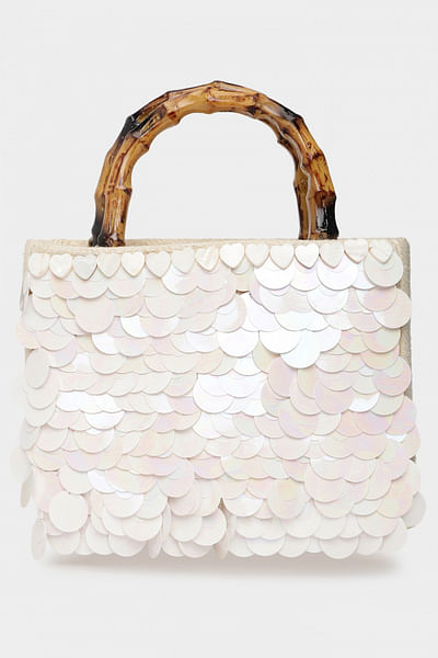 Ivory sequinned handbag