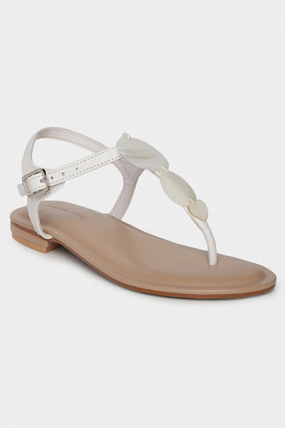 Ivory shell and bead embellished flats
