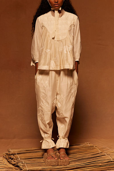 Ivory shell tuck top