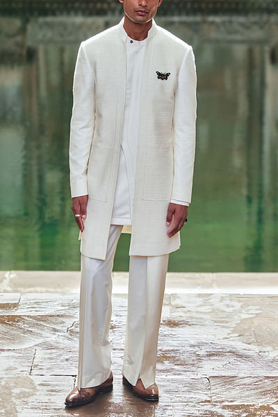 Ivory silk sherwani
