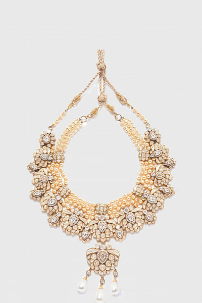Ivory zircon and pearl necklace