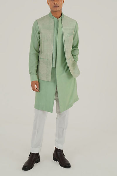 Jade mist geometric embroidered jacket