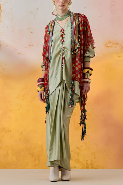 Jade tasselled jacket set