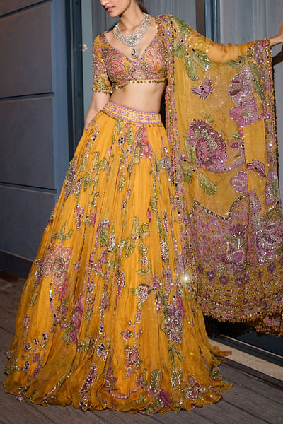 Keasar floral print embroidered lehenga set