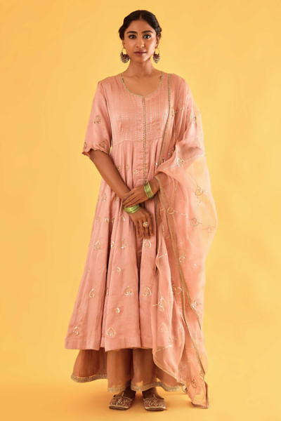 Kishmishi pink sitara embroidered anarkali set