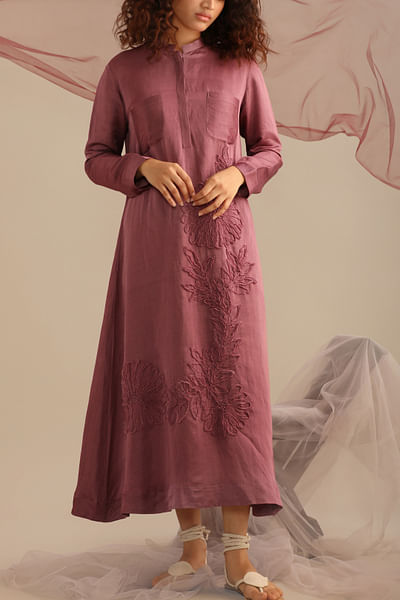 Lavender floral appliqued dress